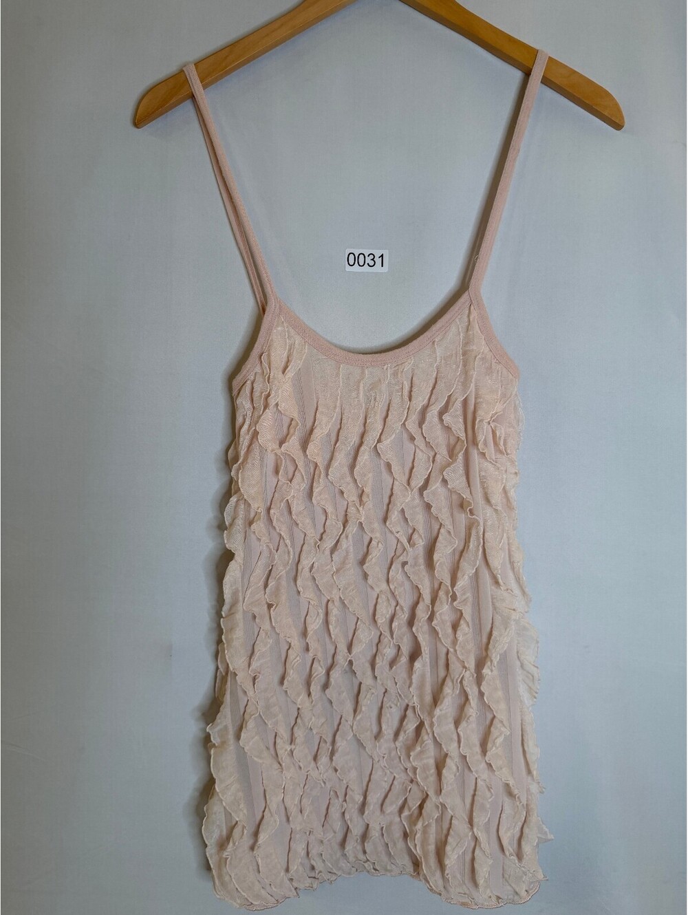 Papaya Light Pink Ruffle Spaghetti Strap Tank Top Size S